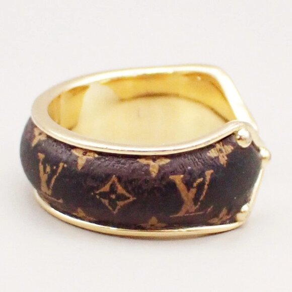 LOUIS VUITTON Sweet Dream Ring Size L Monogram Leather Gold Brown 188-082125 - Picture 2 of 9